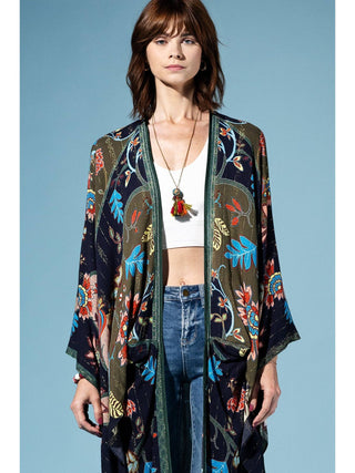Midnight Fern Ethereal Bloom One Sized Kimono product view 2 on a white background