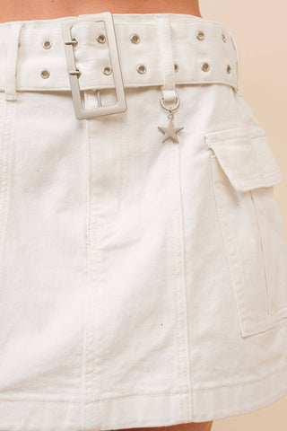 Cargo Belted Buckle Utility Pocket Mini Skirt - Born To Glam
