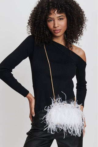 Harlow Feather Evening Bag White - Born To Glam