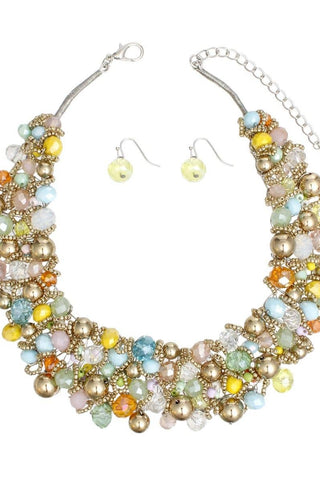 Multicolor Glass Collar Choker Set - Born To Glam