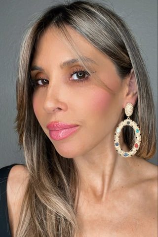 Gold Gemstone Party Crystal Earring - Born To Glam