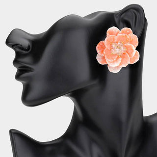 Faceted Bud Resin Petal Flower Earrings - Born To Glam