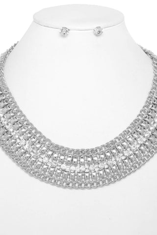 Crystal Rhinestone Collar Necklace Set - Born To Glam