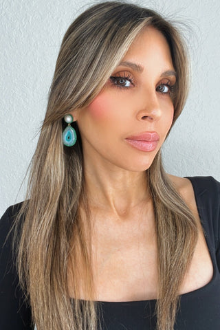 Teal Agate & Pearl Sterling Silver Earring - Born To Glam