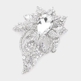 Floral Crystal Pave Bouquet Brooch / Pendant - Born To Glam