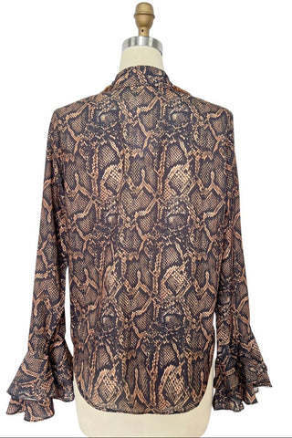 Snake Print Ruffle Blouse - Born To Glam