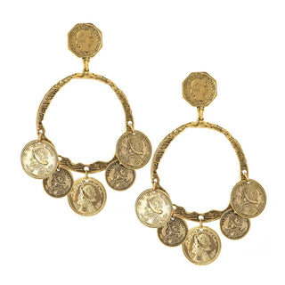 Gold Coin Statement Earrings