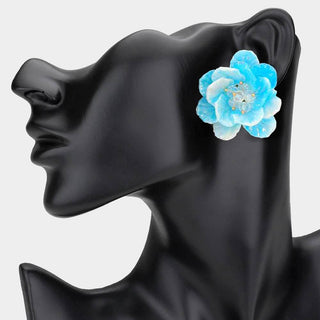 Faceted Bud Resin Petal Flower Earrings - Born To Glam