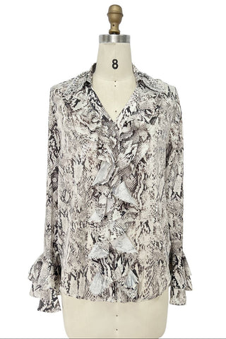 Snake Print Ruffle Blouse - Born To Glam