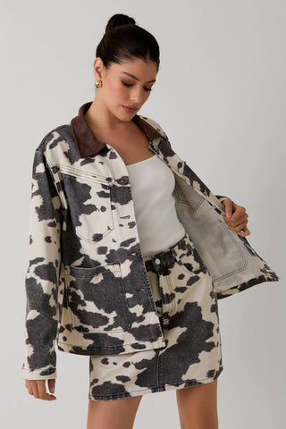 Cow Print Barn Jacket - Born To Glam