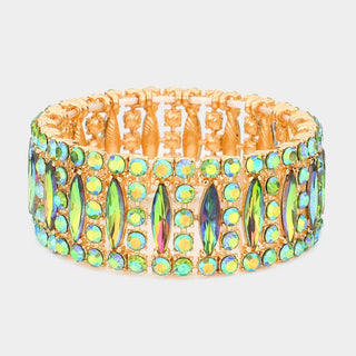 Green Marquise Bubble Stone Stretch Bracelet - Born To Glam