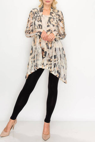 Long Sleeve Leopard Lace Cardigan - Born To Glam