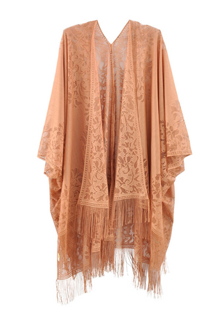 70s Boho Lace Kimono with Fringe