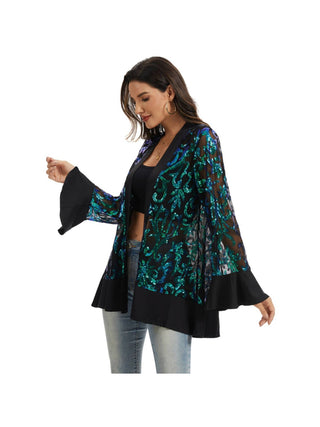 Mermaid Sequin Mesh Sheer Sleeve Jacket detail