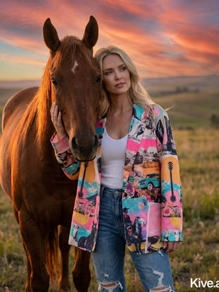 Retro Pop Western Collage Blazer — Faire photo 7