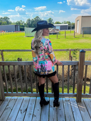 Retro Pop Western Collage Blazer — Faire photo 3