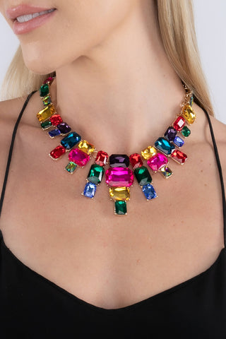 Jamie Rainbow Statement Necklace - Born To Glam