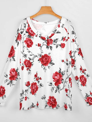 Red Rose Floral Long Sleeve Top — Faire photo 3