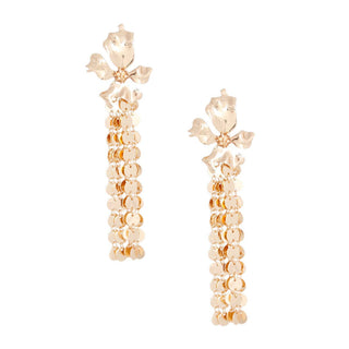 Gold Metal Fringe Flower Earrings - Born To Glam
