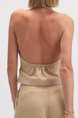 Mixed Media Open Back Halter Top