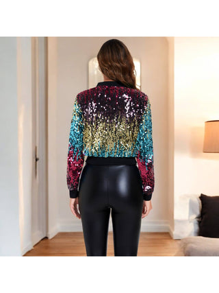 Gradient Sequin Bomber Jacket detail