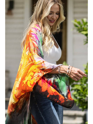 Tango Floral One Sized Kimono Duster product view 3 on a white background