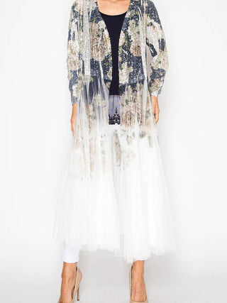 Navy Flowr Sequin Duster