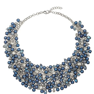 Blue Crystal Embellished Statement Necklace