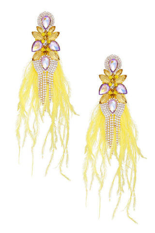 Tassel Yellow Feather Earrings - Born To Glam