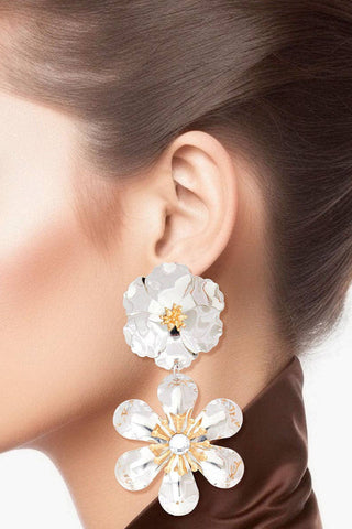 Silver 3D Flower Earrings for Women - Born To Glam