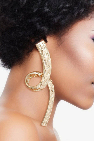 Long Edgy Gold Looped Metal Earrings - Born To Glam