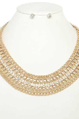 Crystal Rhinestone Collar Necklace Set - Born To Glam
