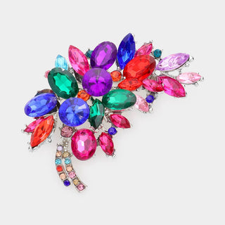 Glass Crystal Leaf Pin Brooch - Born To Glam