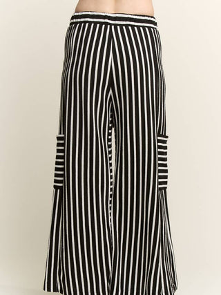 Black Striped Wide Leg Pants