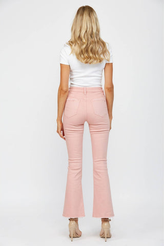 Mica Denim Dusty Pink High Rise Boot Cut - Born To Glam