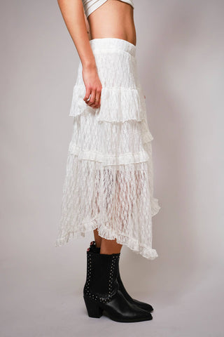 White Sheer Lace Lined Skirt - Born To Glam
