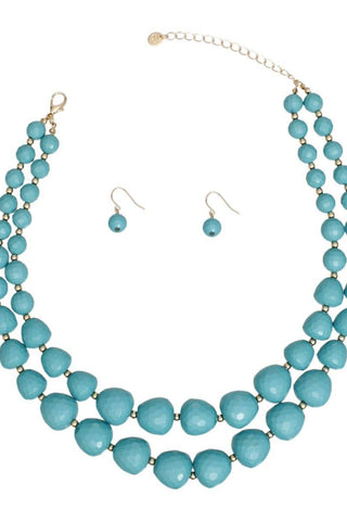 Beaded Turquoise Faceted Necklace - Born To Glam