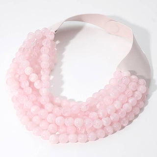 Chunky Bead Layered Faux Leather Magnetic Necklace - Born To Glam