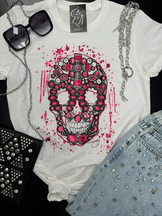 Pink Gem Skull Graphic Tee
