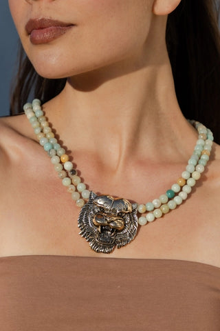 Amazonite Tiger Statement Beaded Necklace