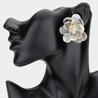Faceted Bud Resin Petal Flower Earrings - Born To Glam