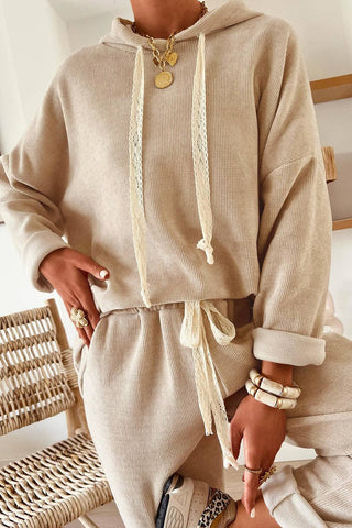 Parchment Leopard Detail Corduroy Hoodie and Pants Set — view 4