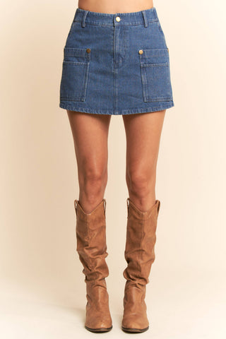 Denim Mini Skort - Born To Glam