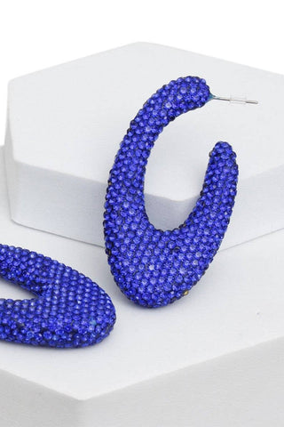 Blue Crystal Open Hoop Earrings - Born To Glam