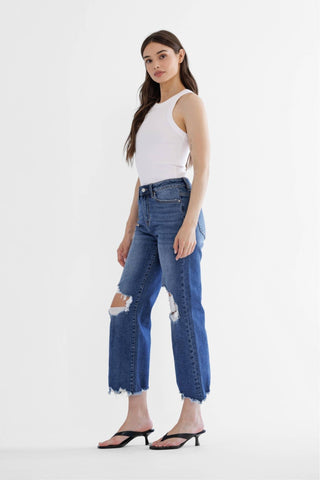 Mica Denim 90's Vintage Crop Flare - Born To Glam