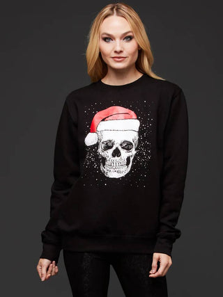 Black Skull Santa Ugly Christmas Sweater Goth Sweatshirt