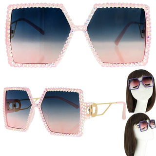Sparkling Rhinestone Square Sunglasses - Born To Glam