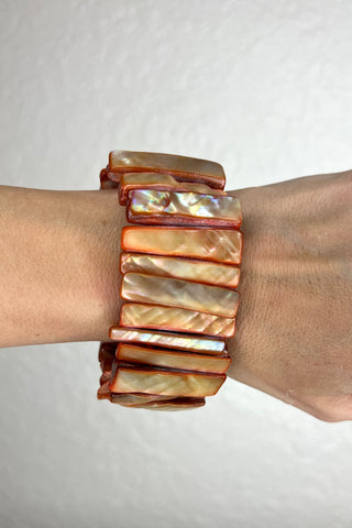 Peach Mother Of Pearl Shell Bracelet - Born To Glam