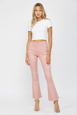 Mica Denim Dusty Pink High Rise Boot Cut - Born To Glam
