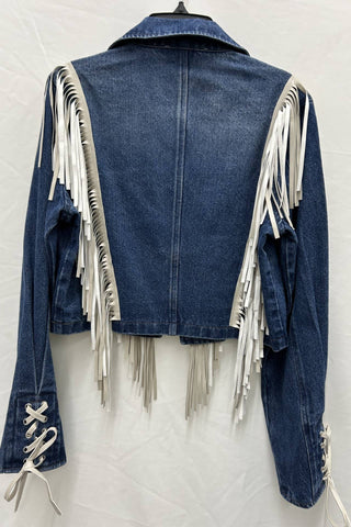 Fringe Cropped Denim Jacket - Born To Glam